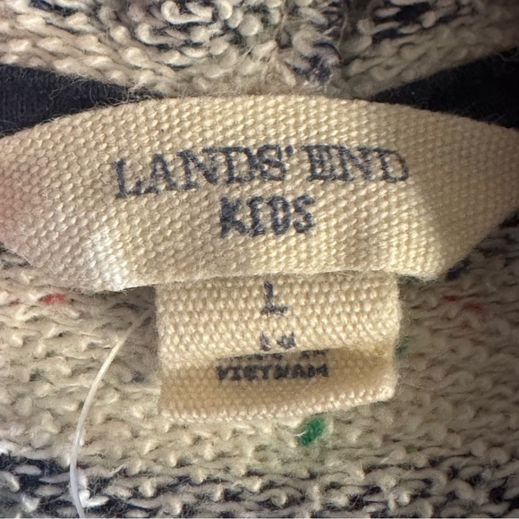 Lands End Kids Striped Hooded Zip-Up Jacket Size L - Picture 3 of 5